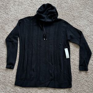 Chico’s Zenergy Cable Cowl Dolman Sweater - Black - M - NWT